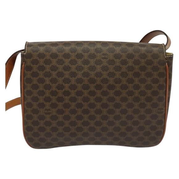 CELINE Macadam Canvas Shoulder Bag Pvc Leather Brown Gold - Picture 3 of 13